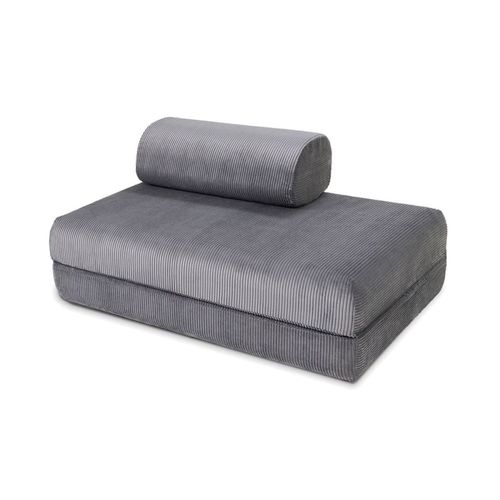 Canapé Convertible Et Modulable 2 Places En Velours Gris