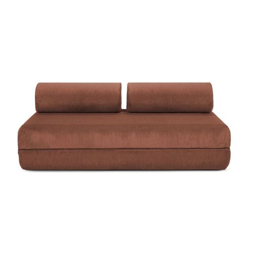 Canapé D'angle Convertible 6 Places En Velours Terracotta
