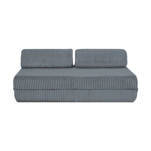 Canapé D'angle Convertible 6 Places En Velours Gris