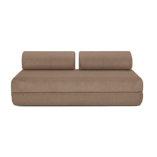 Canapé D'angle Convertible 4 Places En Velours Taupe