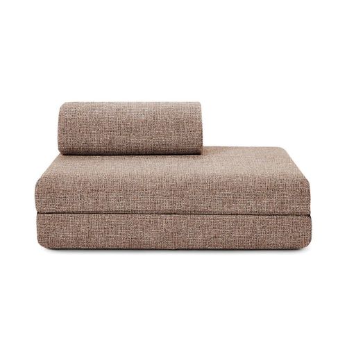 Canapé D'angle Convertible 5 Places En Tweed Marron