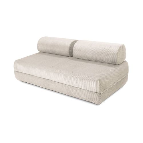 Canapé Convertible Et Modulable 3 Places En Velours Blanc
