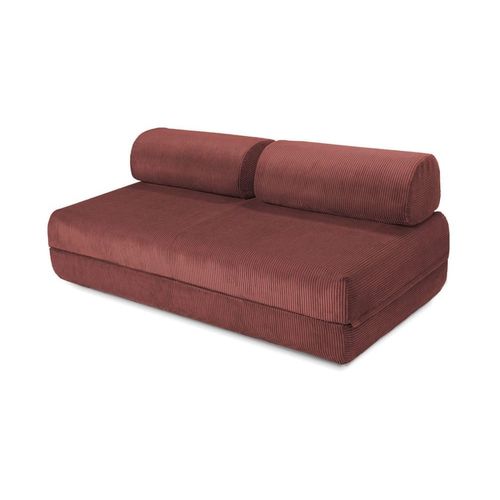 Canapé Convertible Et Modulable 3 Places En Velours Rouge