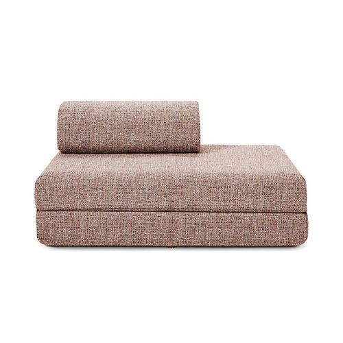Canapé D'angle Convertible 5 Places En Tweed Rouge