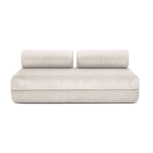 Canapé D'angle Convertible 6 Places En Velours Blanc