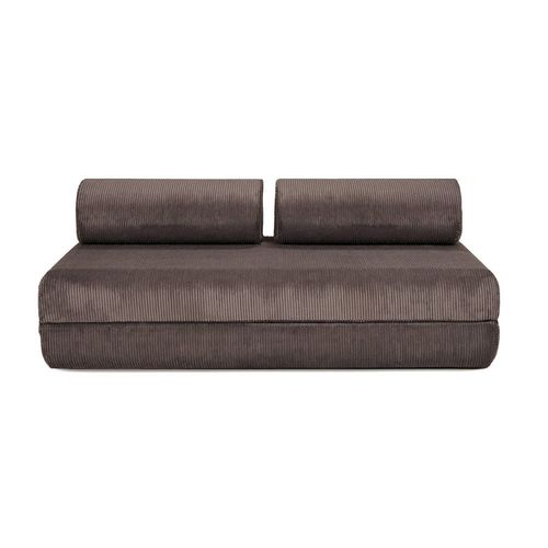 Canapé D'angle Convertible 6 Places En Velours Marron