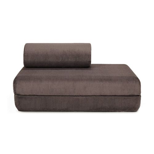 Canapé D'angle Convertible 5 Places En Velours Marron