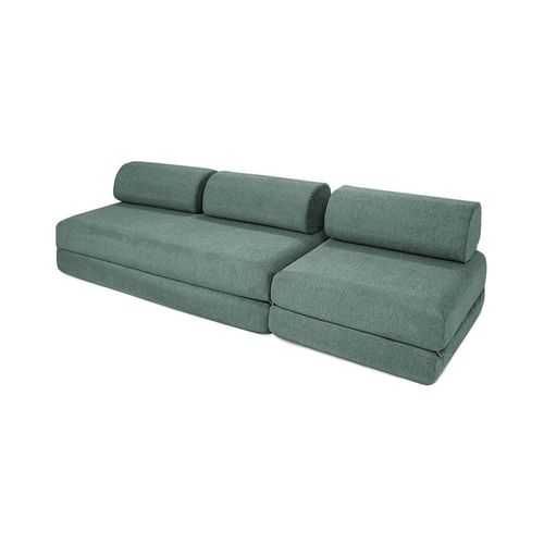 Canapé Convertible Et Modulable 4 Places En Tissu Bleu Vert