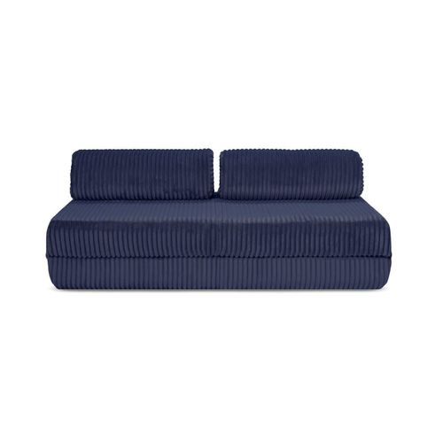 Canapé D'angle Convertible 6 Places En Velours Bleu