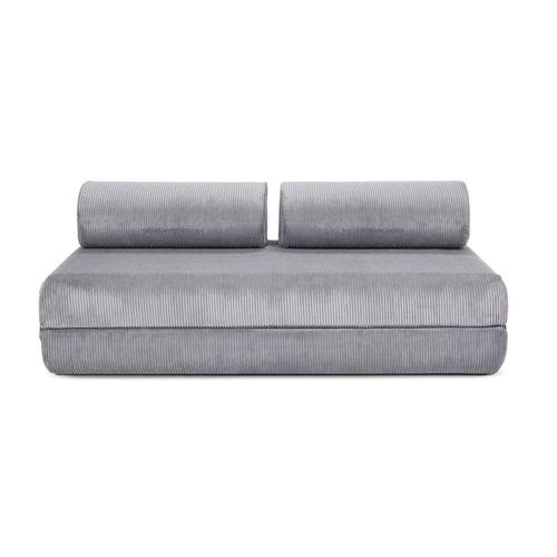 Canapé Convertible Et Modulable 4 Places En Velours Gris