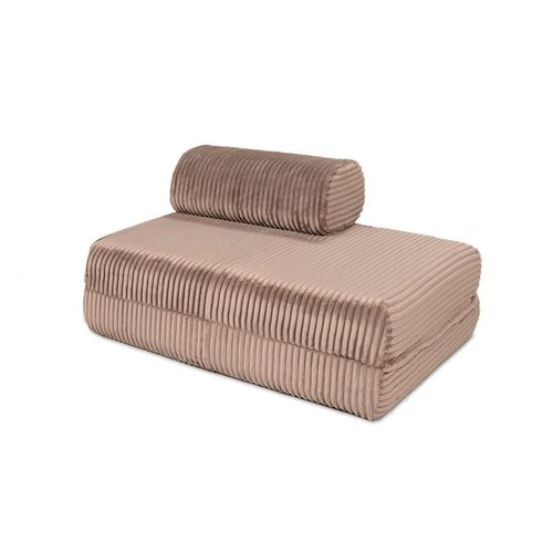 Canapé Convertible Et Modulable 2 Places En Velours Marron