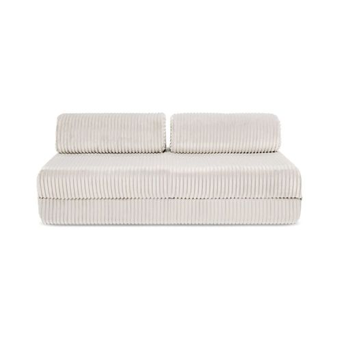 Canapé D'angle Convertible 6 Places En Velours Blanc