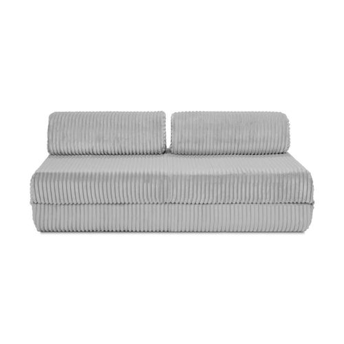 Canapé D'angle Convertible 6 Places En Velours Gris