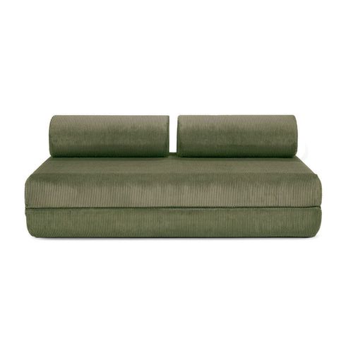 Canapé D'angle Convertible 6 Places En Velours Vert