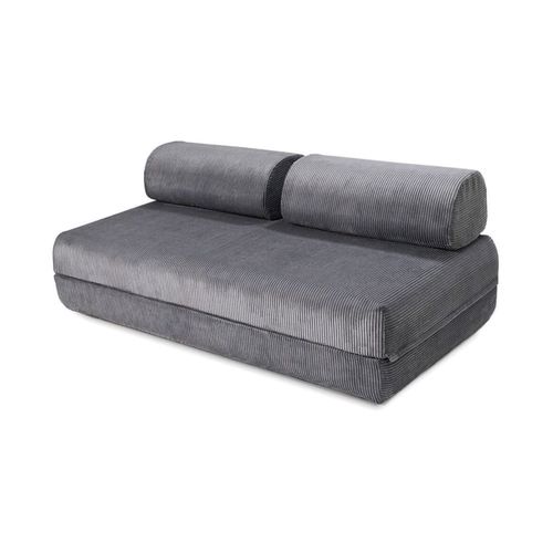Canapé Convertible Et Modulable 3 Places En Velours Gris