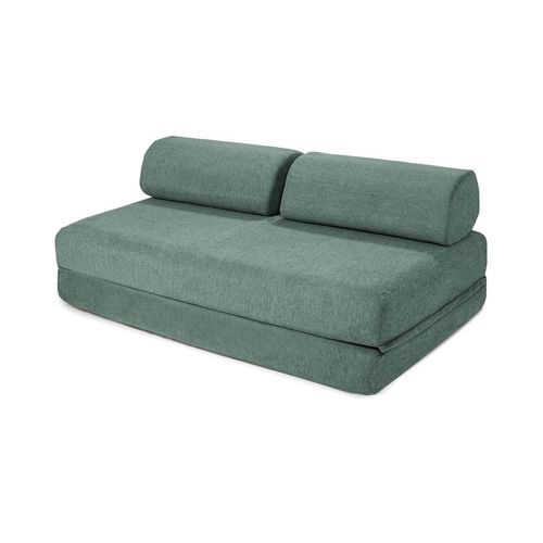 Canapé Droit Convertible Et Modulable 3 Places En Tissu Lisse Vert