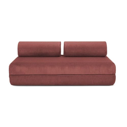 Canapé Convertible Et Modulable 5 Places En Velours Rouge