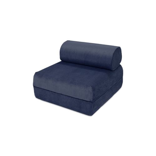 Fauteuil Convertible Et Modulable 1 Place En Velours Côtelé Bleu