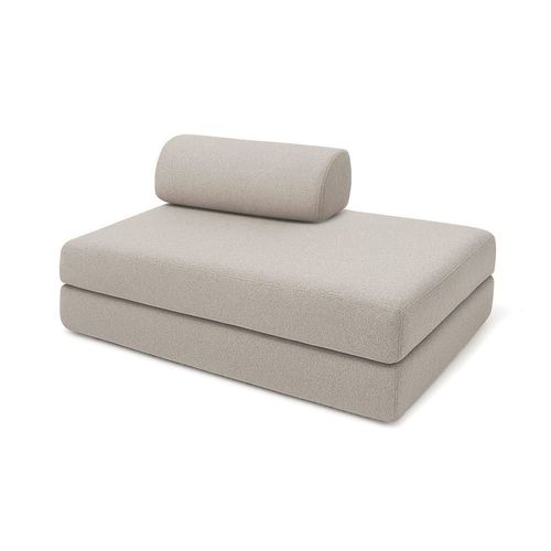 Canapé Convertible Et Modulable 2 Places En Tissu Imperméable Gris