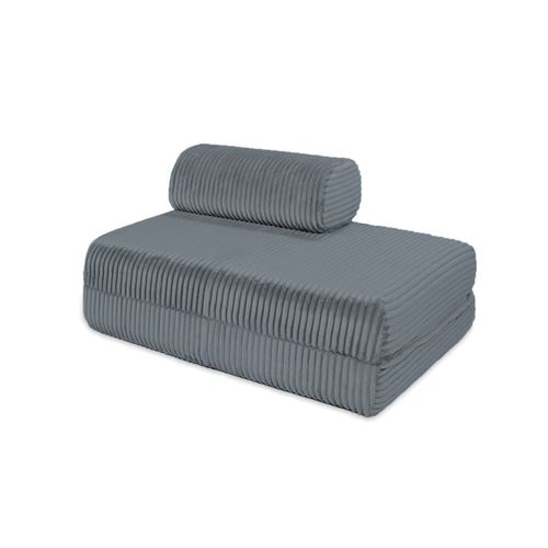 Canapé Convertible Et Modulable 2 Places En Velours Gris