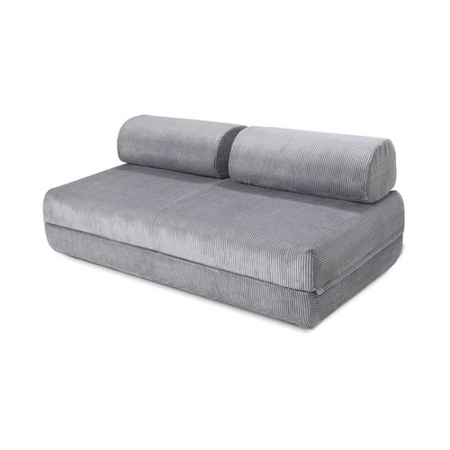 Canapé Convertible Et Modulable 3 Places En Velours Gris