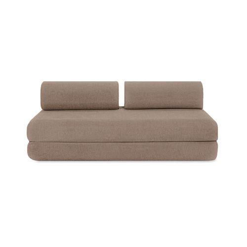Canapé Droit Convertible Et Modulable 5 Places En Tissu Lisse Marron