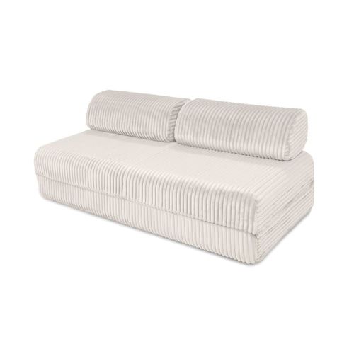 Canapé Convertible Et Modulable 3 Places En Velours Blanc