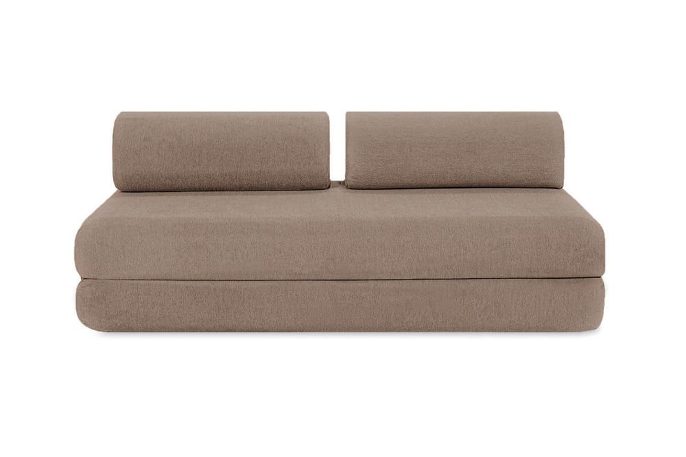 Canapé Droit Convertible Et Modulable 4 Places En Tissu Lisse Marron