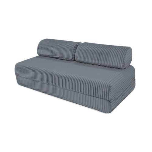 Canapé Convertible Et Modulable 3 Places En Velours Gris