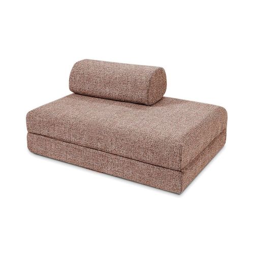 Canapé Droit Convertible Et Modulable 2 Places En Tweed Rouge