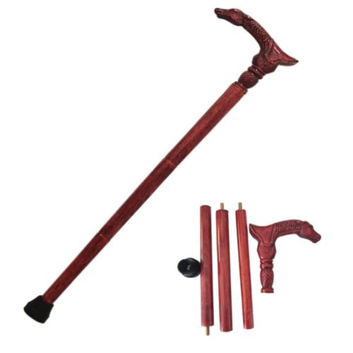 Canne De Marche 3 Sections Amovibles En Bois Sculpte Avec Tete De Cheval, Style Retro, Antiderapante, Ideale Pour La Randonnee Et Le Ski, Cadeau Ideal Pour La Fete Des Peres