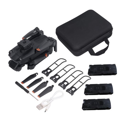 Drone RC avec double camera 4K HD, quadricoptere RC pliable a 5 cotes pour eviter les obstacles, pour enfants de plus de 14 ans, 3 batteries
