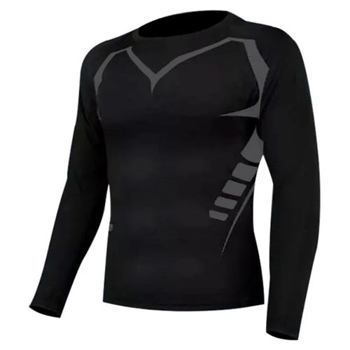Sweat-Shirt D'entrainement Moulant A Manches Longues Pour Homme, Sechage Rapide, Vetements De Sport, De Course A Pied, De Fitness, Noir, Xl