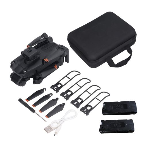 Drone RC avec double camera 4K HD, quadricoptere RC pliable a 5 cotes pour eviter les obstacles, pour enfants de plus de 14 ans, 2 batteries