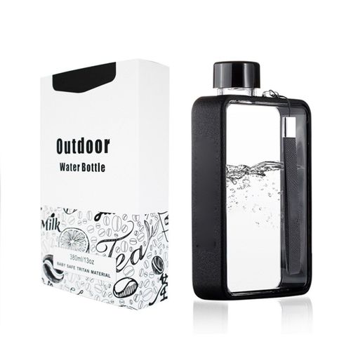Bouteille D'eau Plate Pour Le Sport, Portable, Pour Le Voyage, Pour Le Sport En Plein Air, Le Fitness, Noire