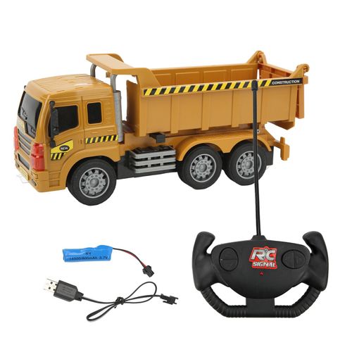 Camion-benne telecommande sans fil pour enfant, jouet de simulation, vehicule d'ingenierie, jaune