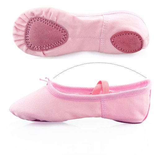 Chaussons De Danse En Toile Pour Enfants, Chaussures De Ballet, De Yoga, De Danse, Avec Semelles En Cuir Souple, Pour Tout-Petits, Garcons Et Filles, Roses, A Lacets, Taille 32