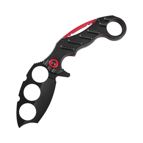 Couteau Pliant D'exterieur, Couteau D'autodefense Multifonctionnel, Couteau De Poche Portable En Acier Pour Le Camping Et La Chasse, Rouge Et Noir