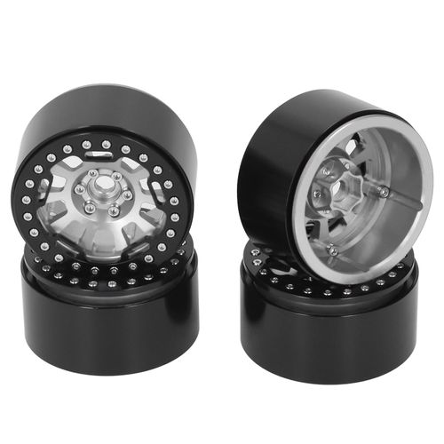 Lot de 4 moyeux de jante en aluminium de 2,2 pouces pour Traxxas Defender pour Axial SCX10 SCX10 II 90046 90047 1/10 RC Crawler, argent
