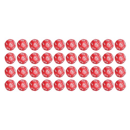 Lot de 40 des polyedriques a 12 faces pour jeux de societe, fetes de famille, pubs, clubs, rouges