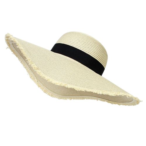 Chapeau De Soleil En Paille Pour Femme, Style Boheme, A Larges Bords, Effiloche, Pour La Plage, Le Printemps Et L'ete, Ideal Pour L'exterieur