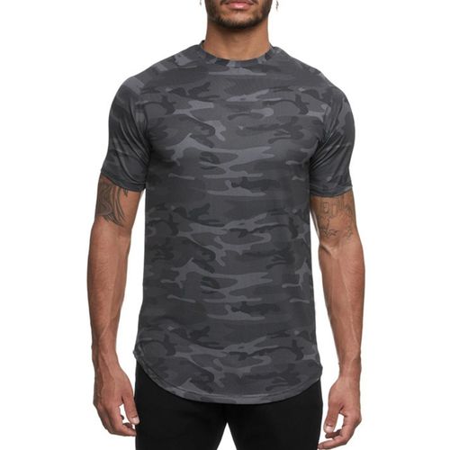 T-Shirt De Sport Pour Homme, Doux Pour La Peau, Sechage Rapide, Respirant, Confortable, Col Rond, Pour La Course A Pied, Le Yoga, Noir, Camouflage, Taille M