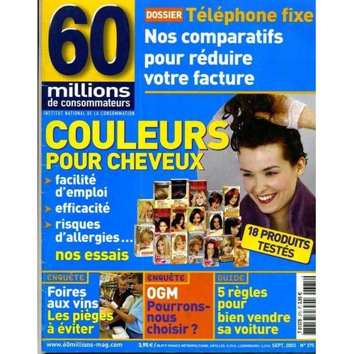60 Millions De Consommateurs N° 375 : Couleurs Pour Cheveux