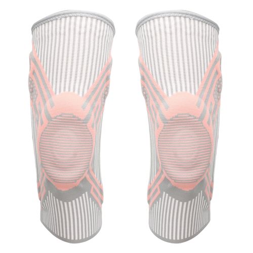1 Paire De Genouilleres De Compression En Nylon Tricote Et Silicone Pour Le Sport, La Course A Pied, Rose, Gris, Taille M