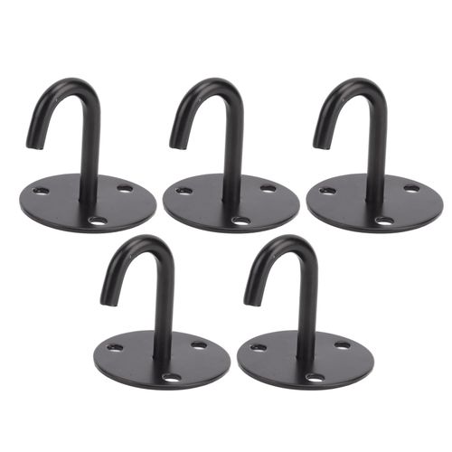 Lot de 5 supports de plafond robustes en forme de J, en acier inoxydable 304 noir epais, pour fixation au plafond