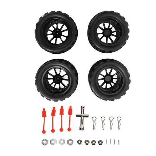 Lot de 4 pneus et jantes en caoutchouc noir pour voiture telecommandee TRAXXAS SLASH RC Short Course Truck 1/10