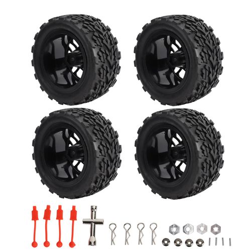Lot de 4 pneus de camion court a l'echelle 1/10 pour voiture telecommandee Traxxas Slash 1/10