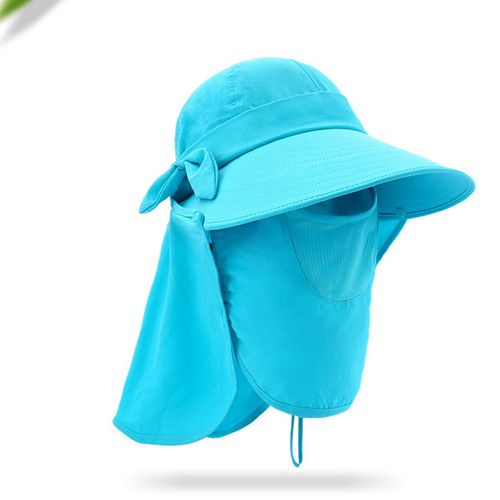 Chapeau De Soleil A Large Bord Pour Femme, Protection Uv, Chapeau De Peche, Amovible, Pliable, En Nylon, Pour L'exterieur, Lac, Bleu