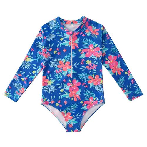Maillot De Bain Une Piece A Manches Longues, Imprime Charmant, Confortable Et Doux Pour La Peau, Elastique, Pour Filles Et Enfants, 110 Cm/43,3 Pouces