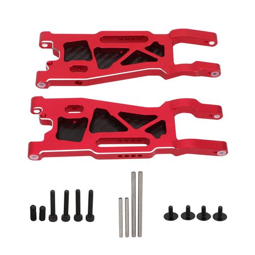 Ensemble de bras de suspension avant RC en alliage d'aluminium avec plaque de carbone, bras oscillants avant RC pour TRAXXAS 1/8 4WD SLEDG, rouge